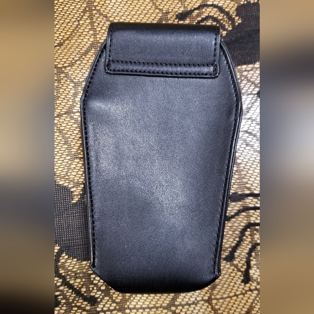 Mini Black Faux Leather Crossbody Bag with Silver Hardware - Picture 6 of 8